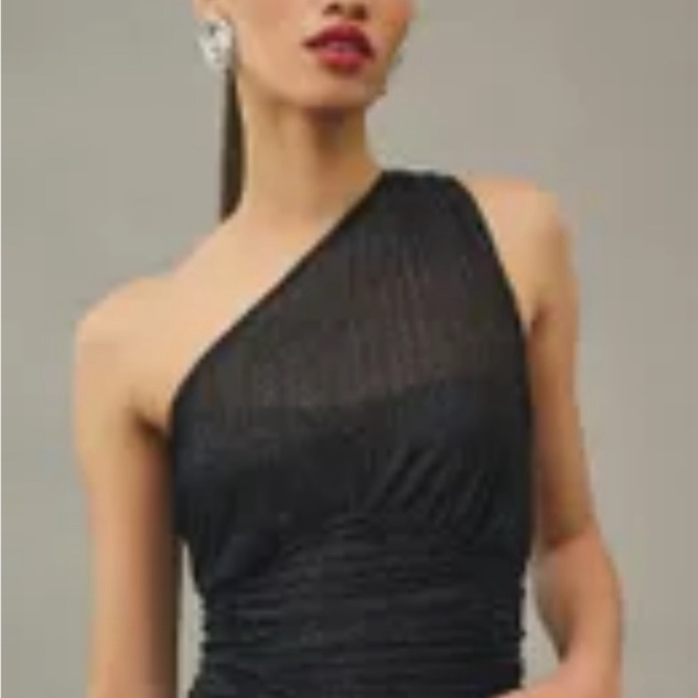 One-Shoulder Sheer Ruched Top- new without tag